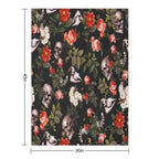 Skull And Floral Pattern Multi-functional Throw Blanket