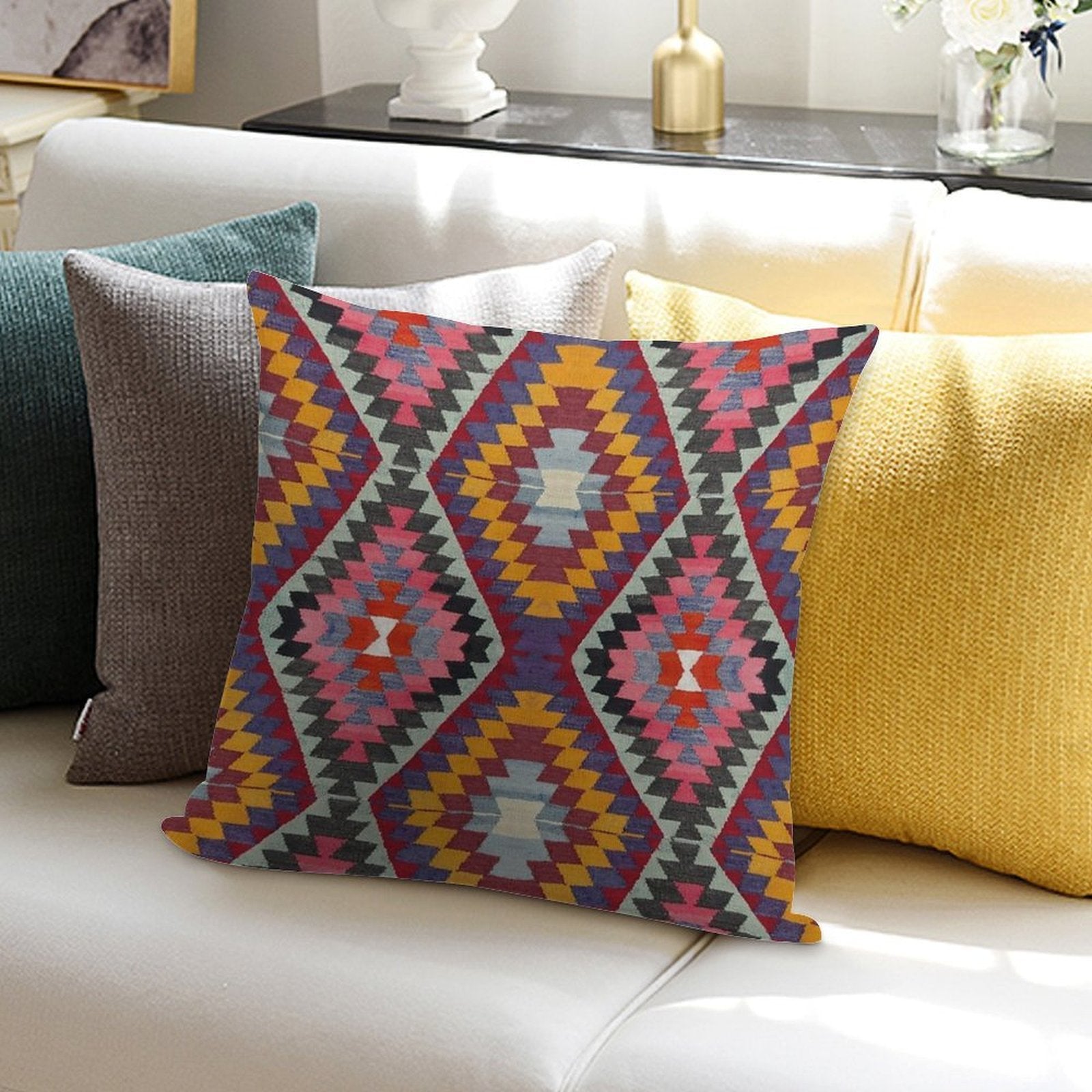 Turkish Kilim Soft Washable Throw Pillow