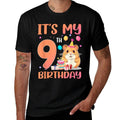 Its My 9th Birthday Cute Hamster 9 Year Old Kids  Oversized Silhouette T-Shirt