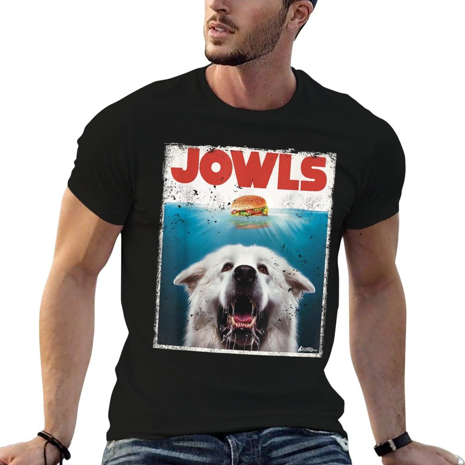 Funny Great Pyrenees Jowls Burger, Gentle Giant Cute Dog Mom  Summer-ready Fabric T-Shirt