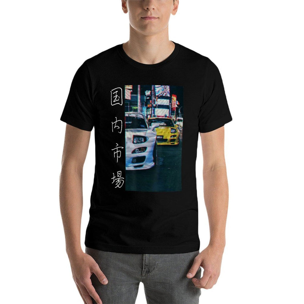 Distress Two Legendary JDM RX-7 Sport Cars Night Drift  Soft T-Shirt