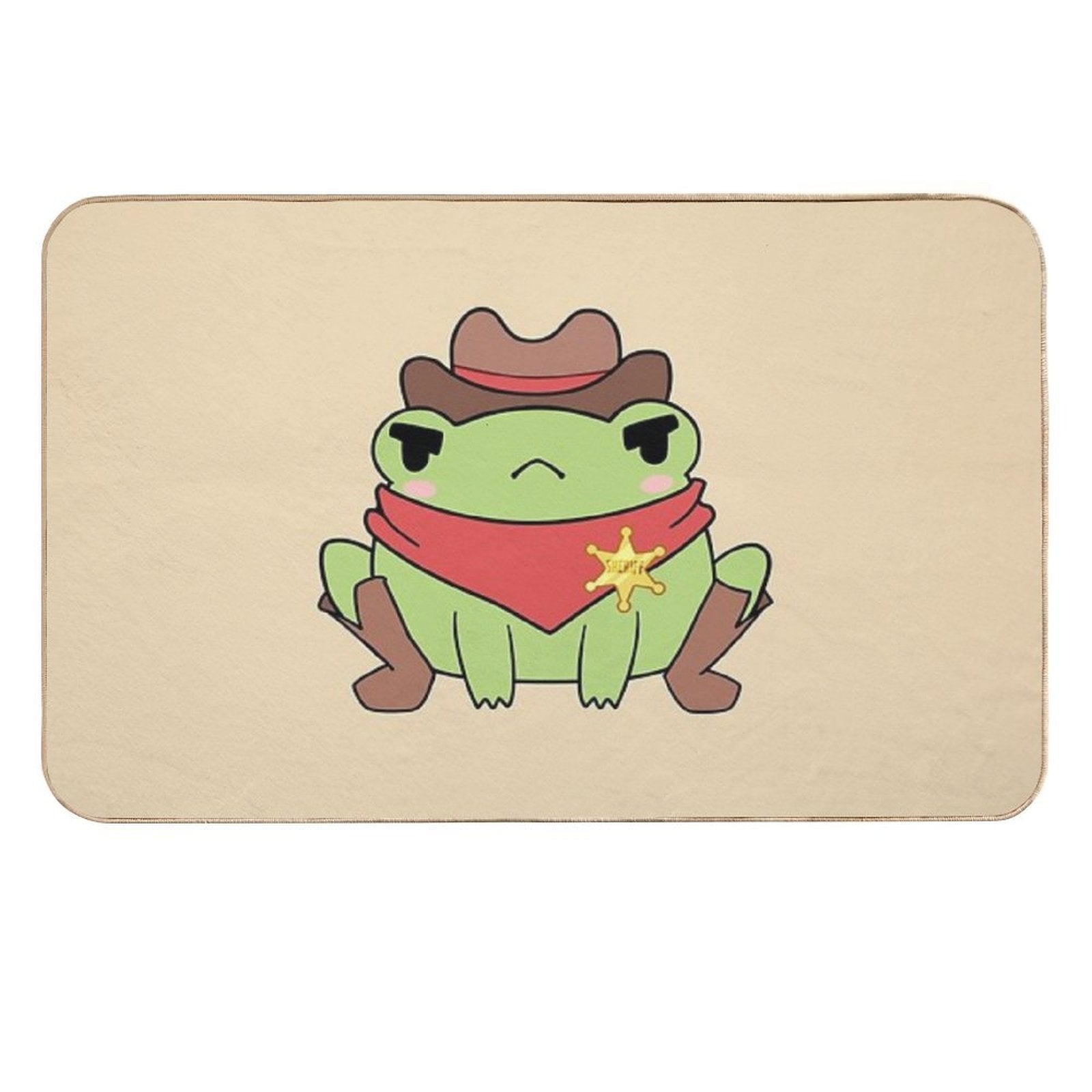 Cute Cowboy Frog  Dirt-Trapping Bath Mat