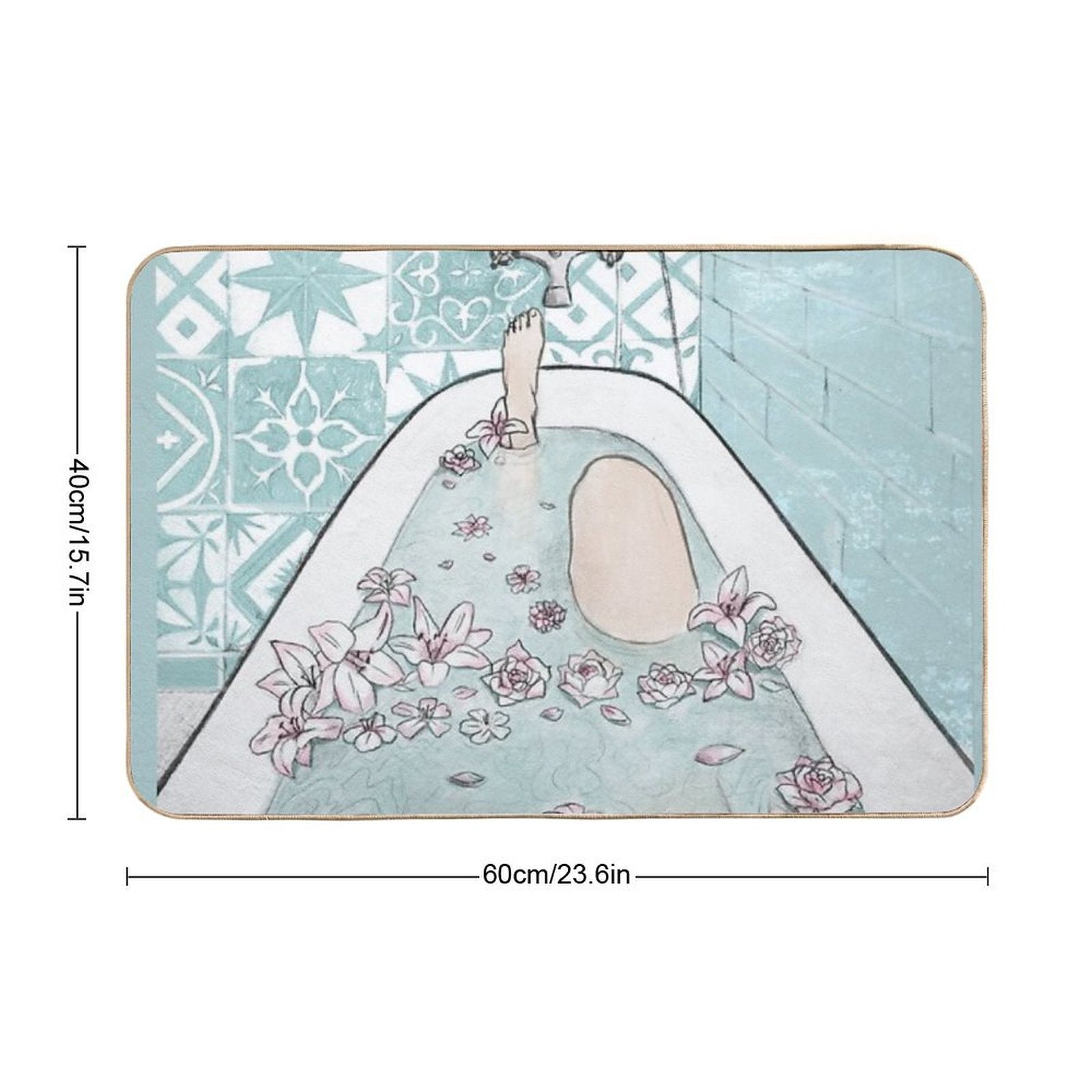 Relaxing Bath in Blue Tones  Repositionable Bath Mat