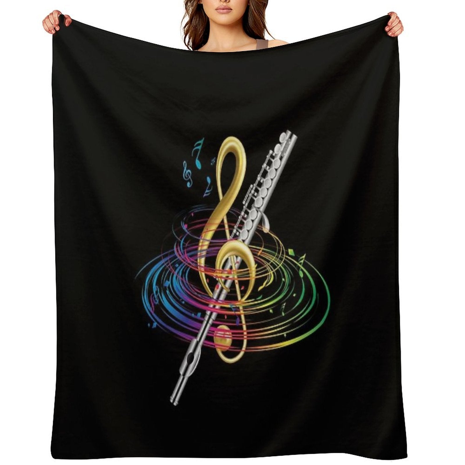 Flutist Vintage Flute Plush Throw Blanket