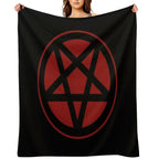 Inverted Pentagram Dark Red  Satanic All-season Throw Blanket