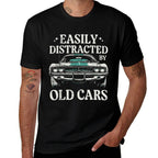 Racing Easily Distracted Old Cars Car Race Men Women Kids  Fade-proof Color T-Shirt
