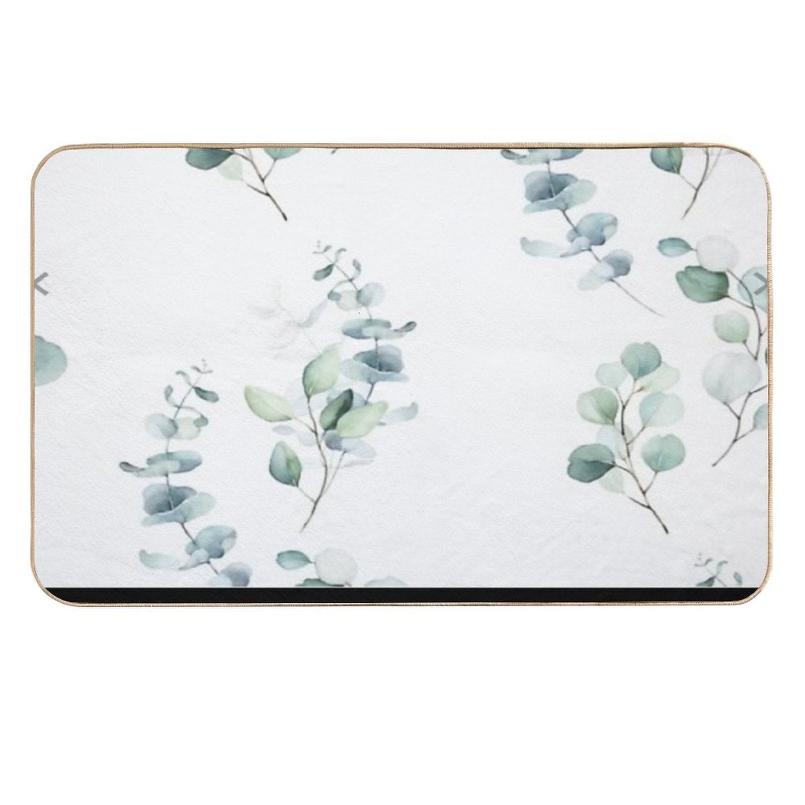 Floral Trailing Eucalyptus in Soft Greens Plants Leaves  Eco-Friendly Bath Mat