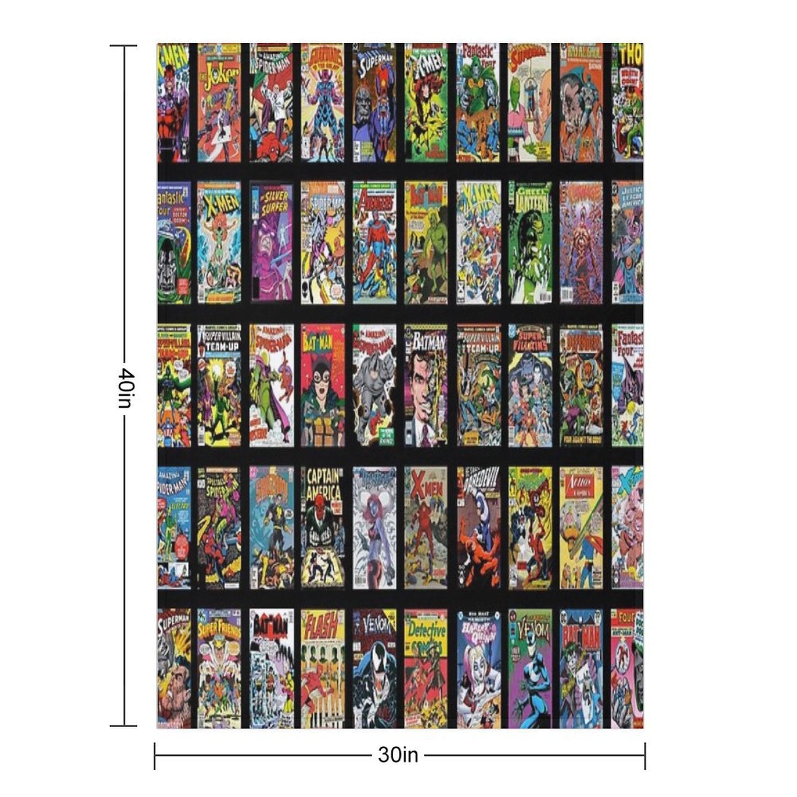 Vintage Superhero Evil Villains Comic Book Collection Retro Pattern Shrink-resistant Throw Blanket