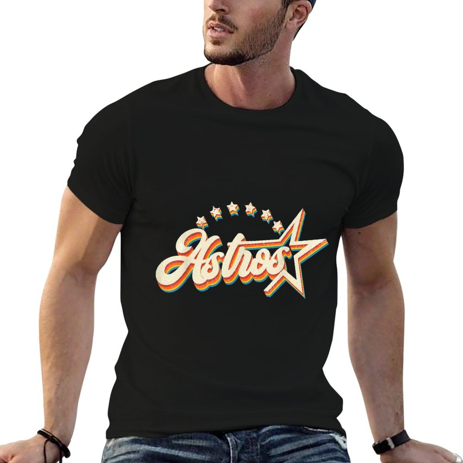 Astros Name Personalized Vintage Retro Gift for Men Women  Stretchy T-Shirt