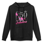 50 Fabulous 50th Birthday Women Girl Queen Crown High Heel Medium-Weight Fabric Hoodie