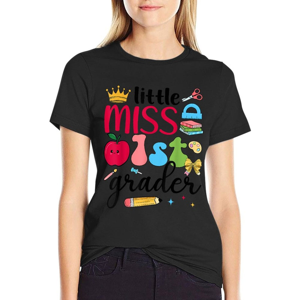 Little Miss 1st Grader First Day Of School First Grade Girls  Graphic-printed T-Shirt