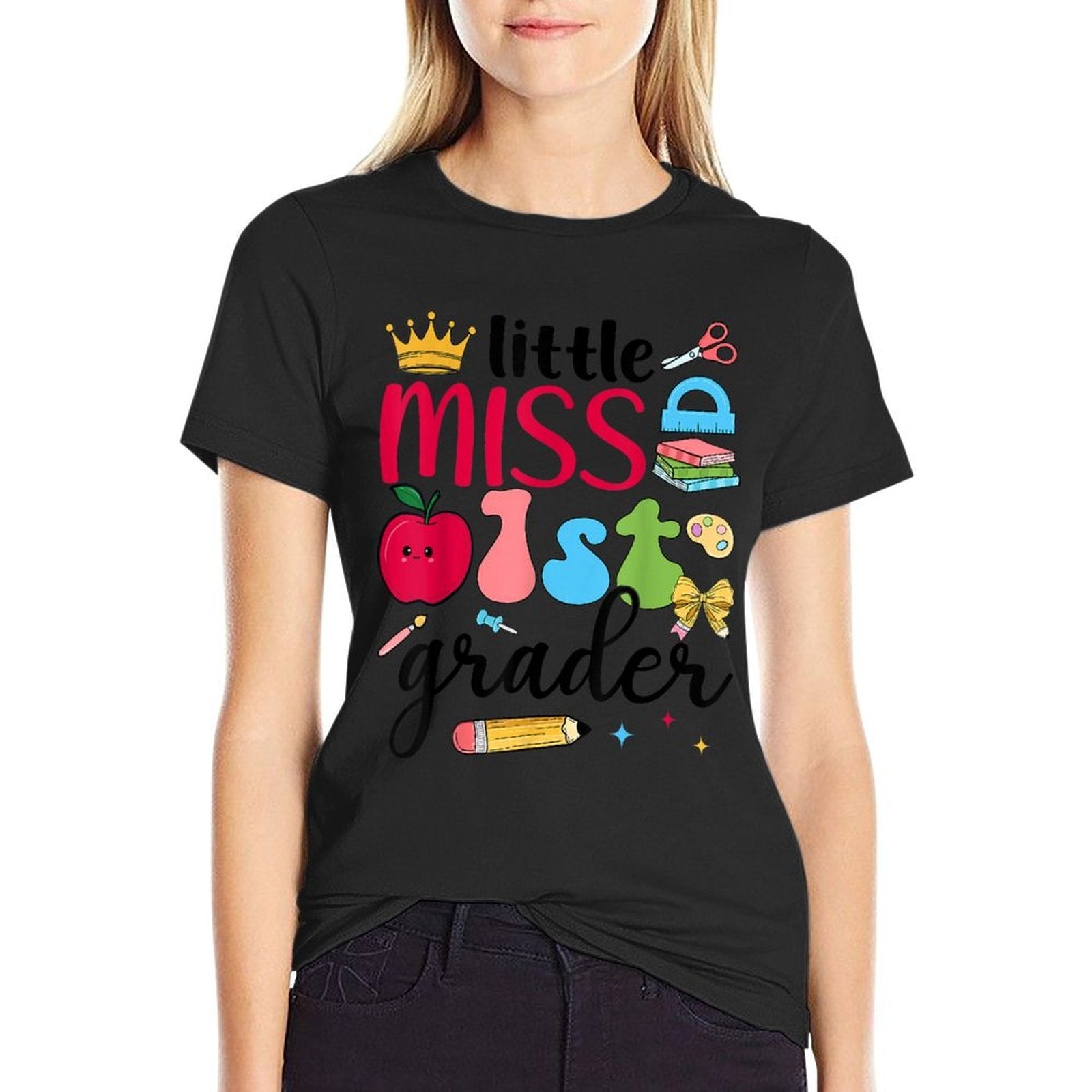 Little Miss 1st Grader First Day Of School First Grade Girls  Graphic-printed T-Shirt