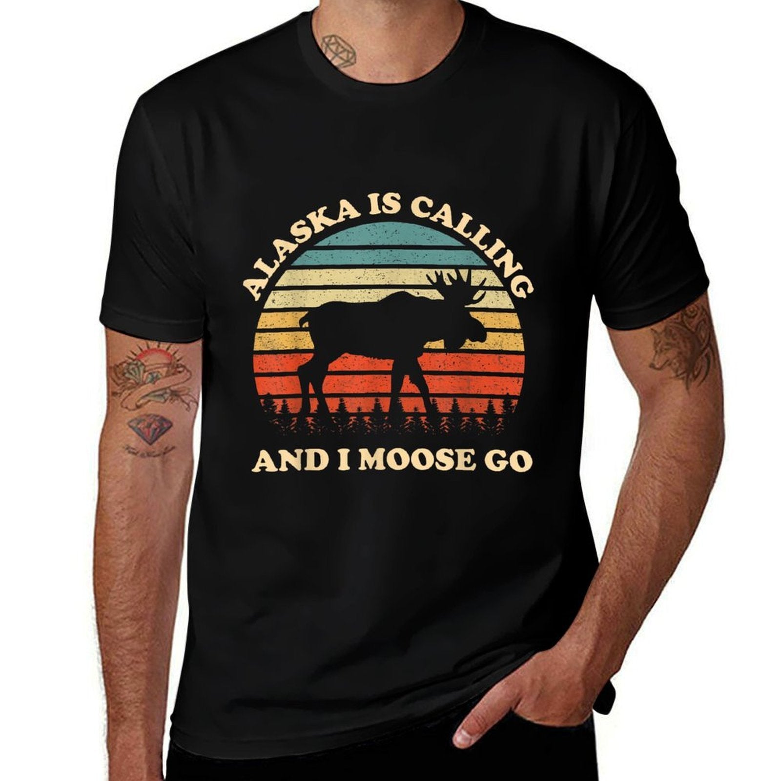 Alaska Moose Tourist Travel Funny  Slim-fit Cut T-Shirt