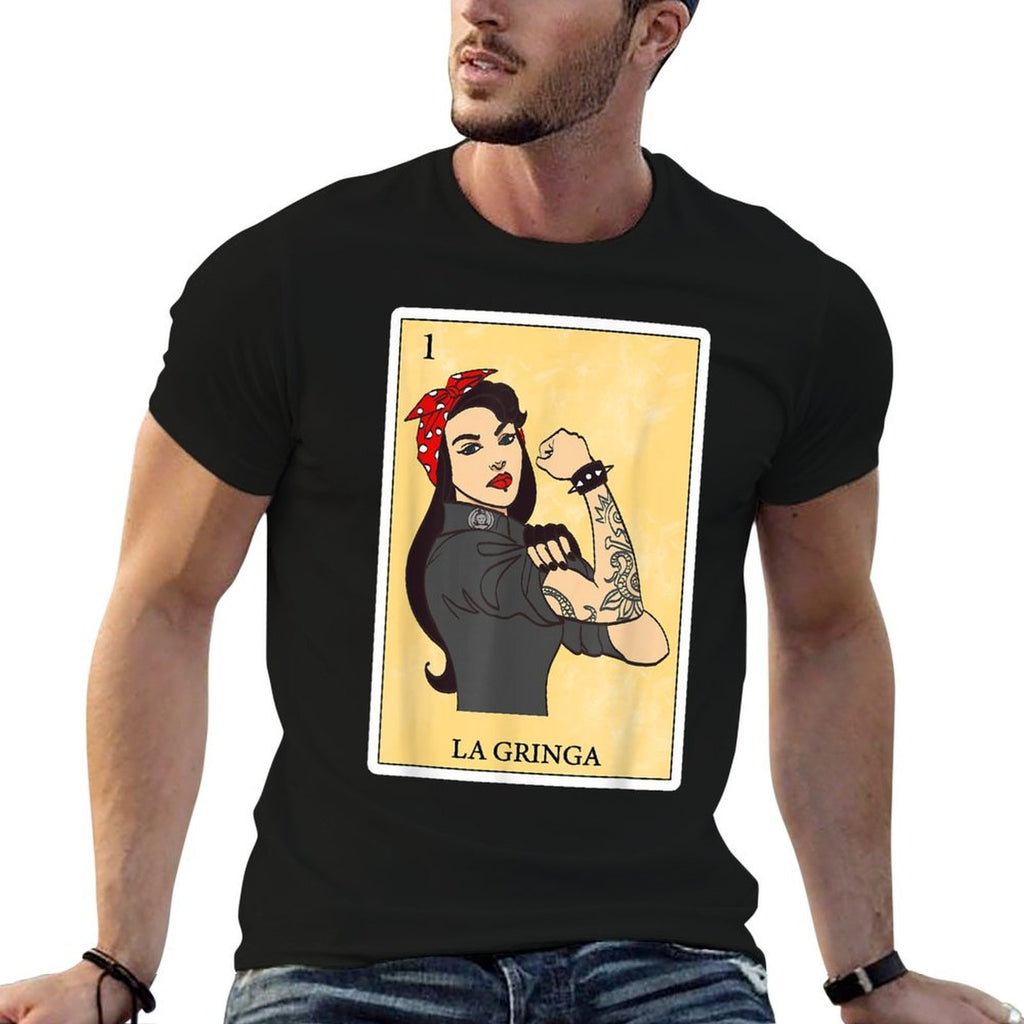 Funny Spanish-Mexican Bingo Gifts for La Gringa - La Gringa  Summer-ready Fabric T-Shirt