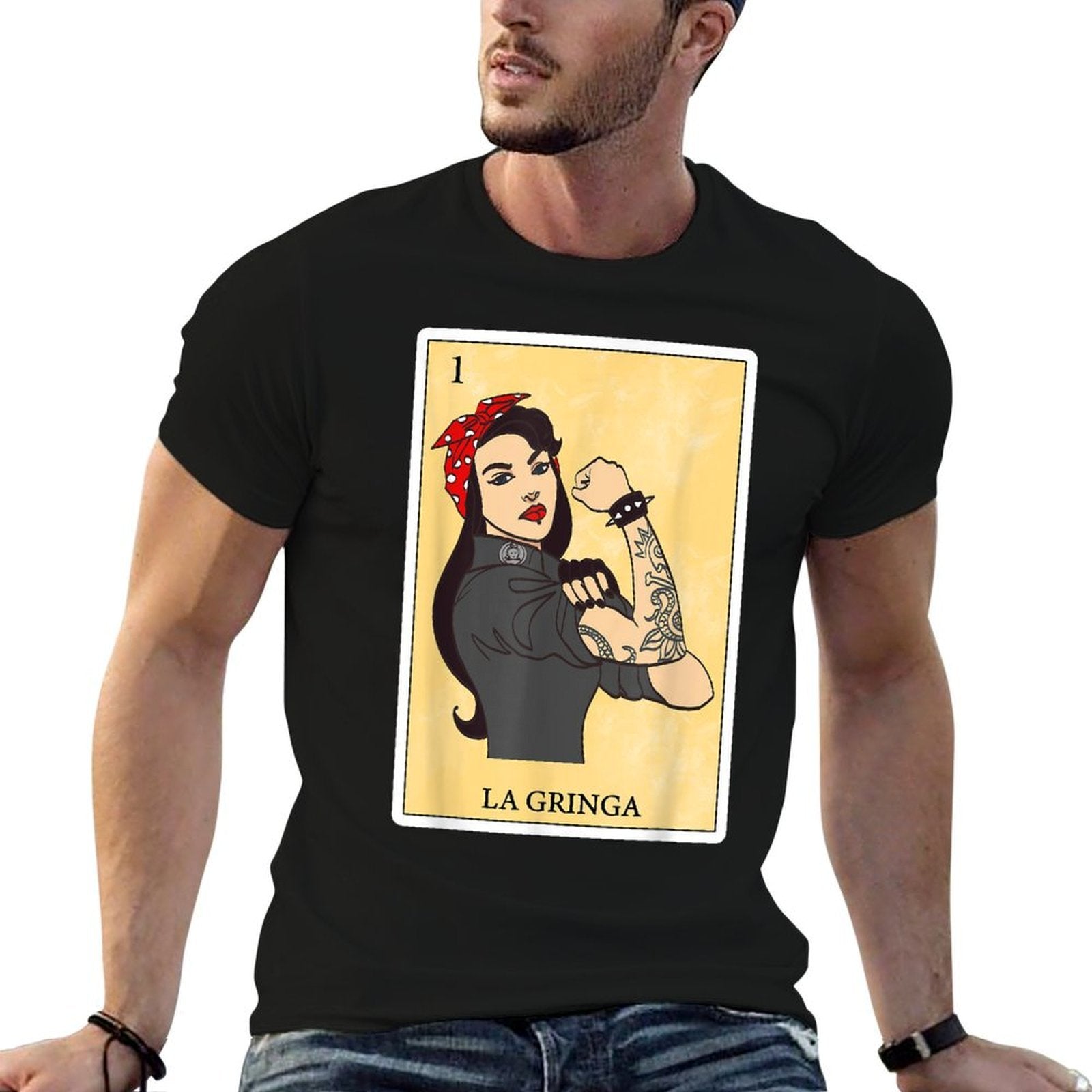 Funny Spanish-Mexican Bingo Gifts for La Gringa - La Gringa  Summer-ready Fabric T-Shirt