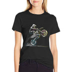 Dirt Bike Rider Retro Motorcycle Motocross  Rolled Sleeves T-Shirt