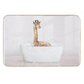 Baby Giraffe in Modern Bathtub Pink Print, Baby Giraffe Bathing, Animals in Bathtub Art by Synplus  Non-Slip Bath Mat