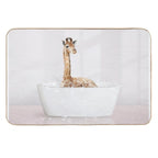 Baby Giraffe in Modern Bathtub Pink Print, Baby Giraffe Bathing, Animals in Bathtub Art by Synplus  Non-Slip Bath Mat
