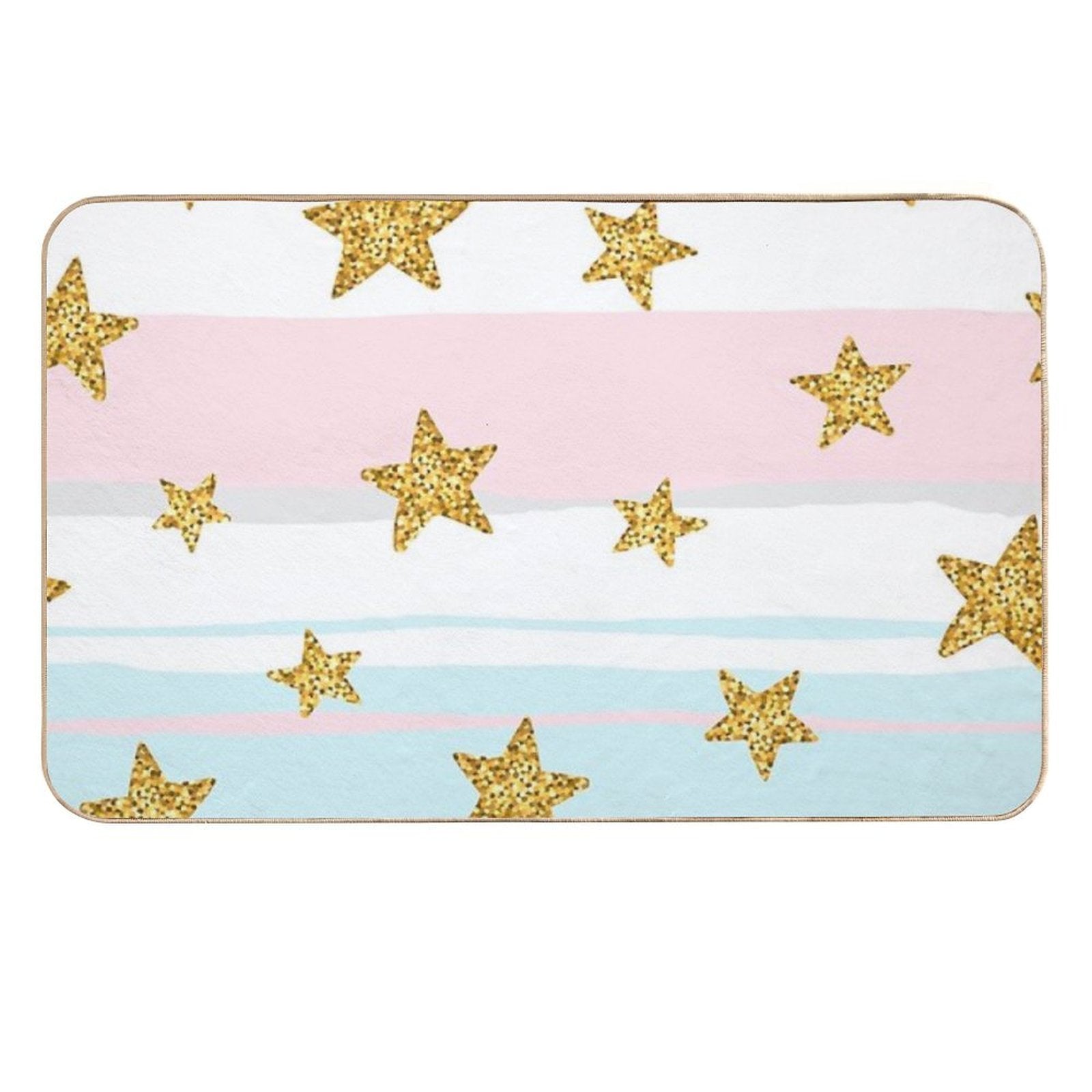 Faux Glitter Stars Stripe Background  Rapid-Drying Bath Mat