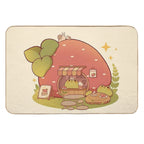 Strawberry Bakery Shop with Frogs  Repositionable Bath Mat