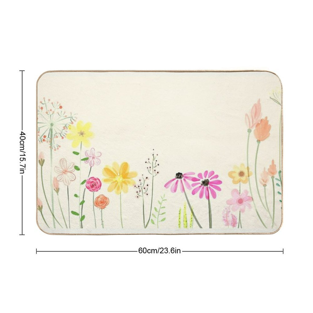 Country Cottage Flowers  Easy To Clean Bath Mat