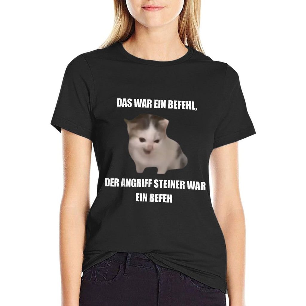 German Cat Orders Steiner- Das War Ein Befehl Funny Meme  Heathered Texture T-Shirt