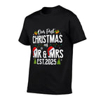 Our First Christmas As Mr  Mrs 2025 Married Couples Pajamas  Eco-friendly Material T-Shirt