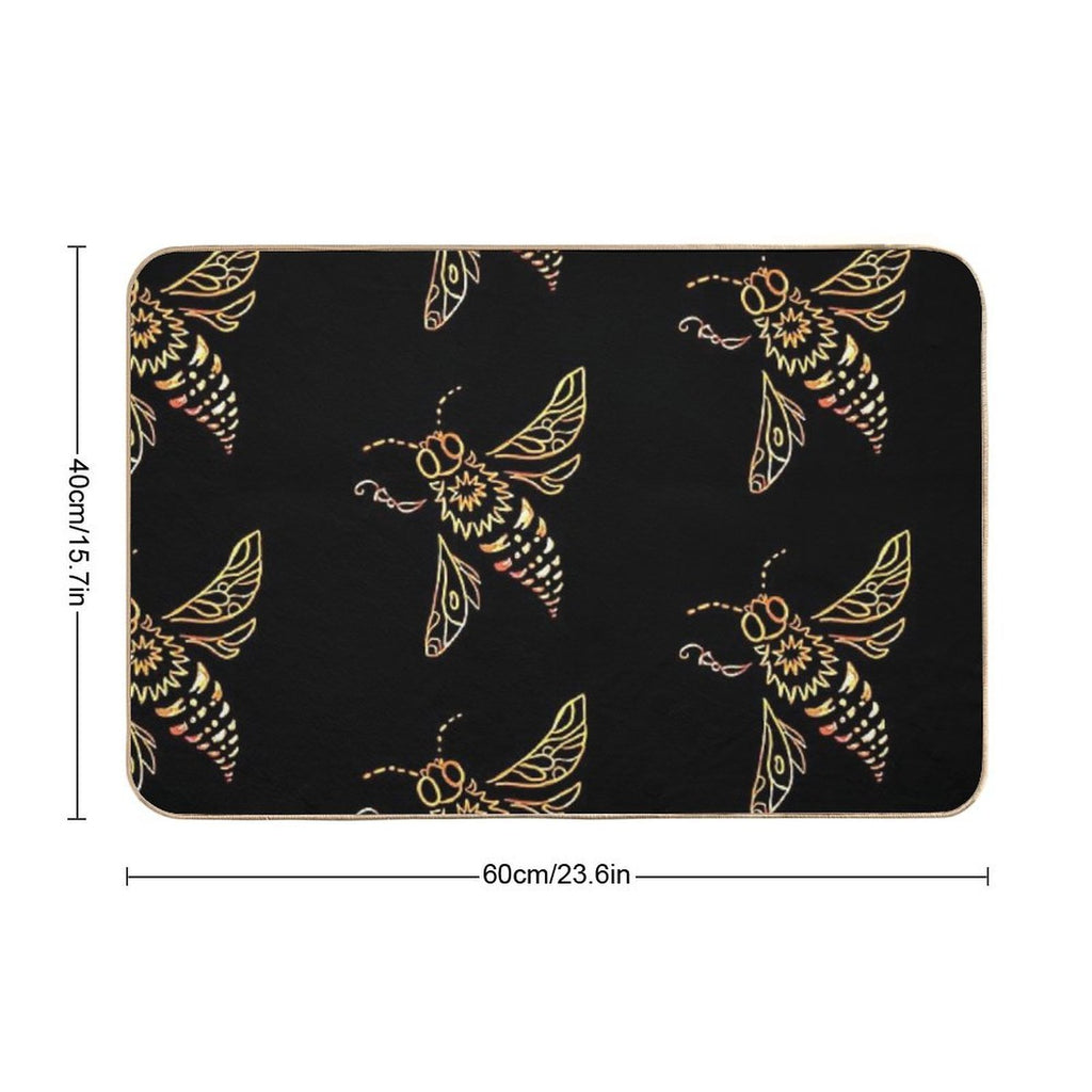 The Golden Bee Flies  Multi-Purpose Bath Mat