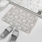 Mid Century Modern Flowers & Leaves, Cute Retro Pattern, Pale Green  Anti-Trip Bath Mat