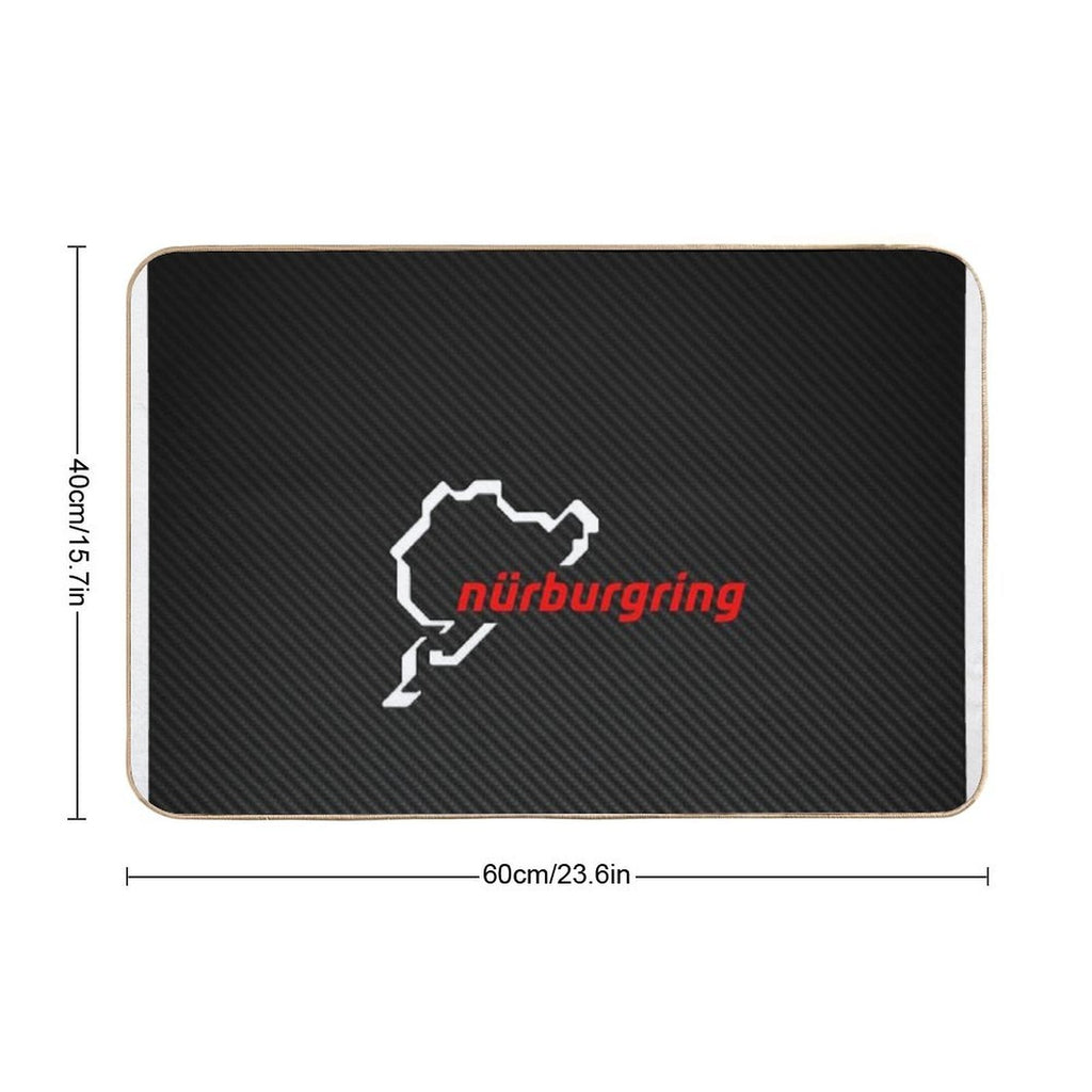 Nürburgring Carbon Fiber White  Red Durable Bath Mat