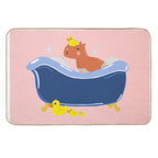 Capybara Taking A Bubble Bath with A Rubber Duck  Versatile Bath Mat