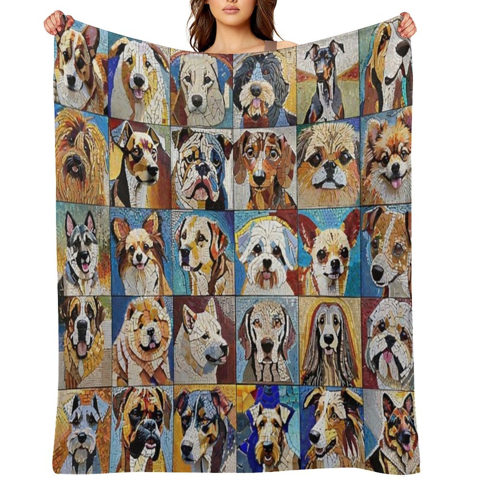 Mosaic Dogs Eco-conscious Throw Blanket