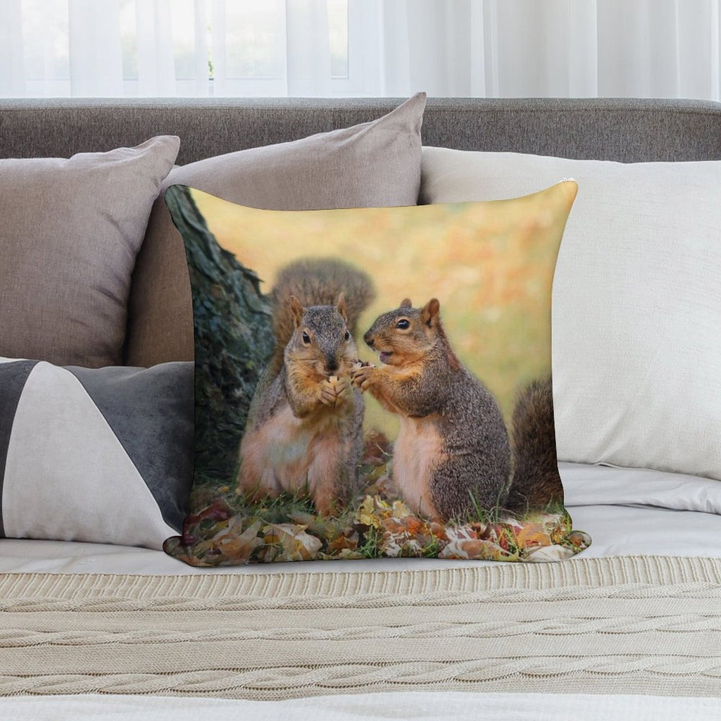 Squirrel Talk Soft Fade-Resistant Throw Pillow