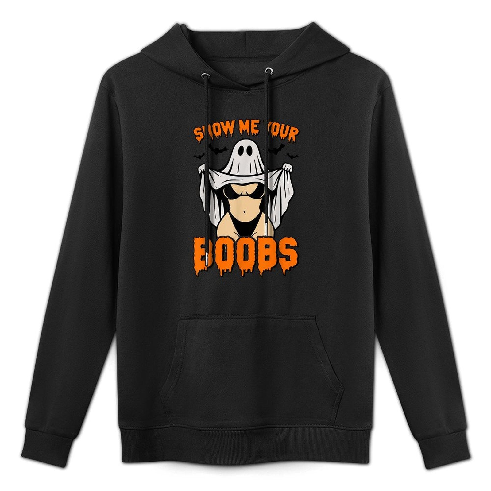 Show Me Your Boobs Funny Ghost Spooky Halloween Adult Humor Adjustable Hood Hoodie