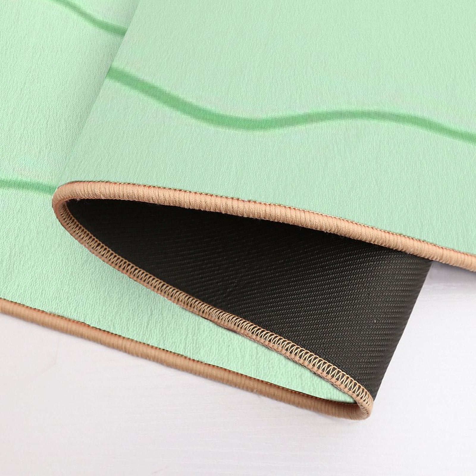 Pastel Green Waves  Anti-Trip Bath Mat