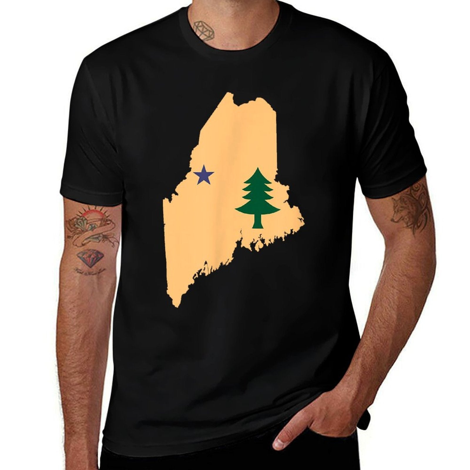 Original Maine State Gift Northern New England Dirigo  Cotton T-Shirt