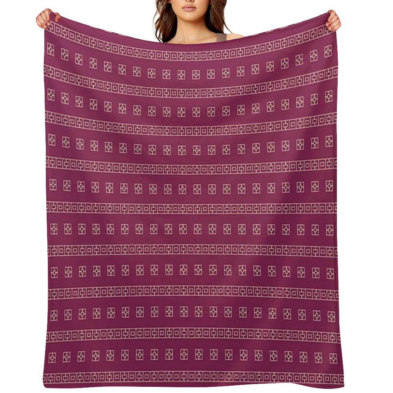 Luxurious Maroon & Golden Graphic Patterns - Contemporary Elegance Premium Throw Blanket