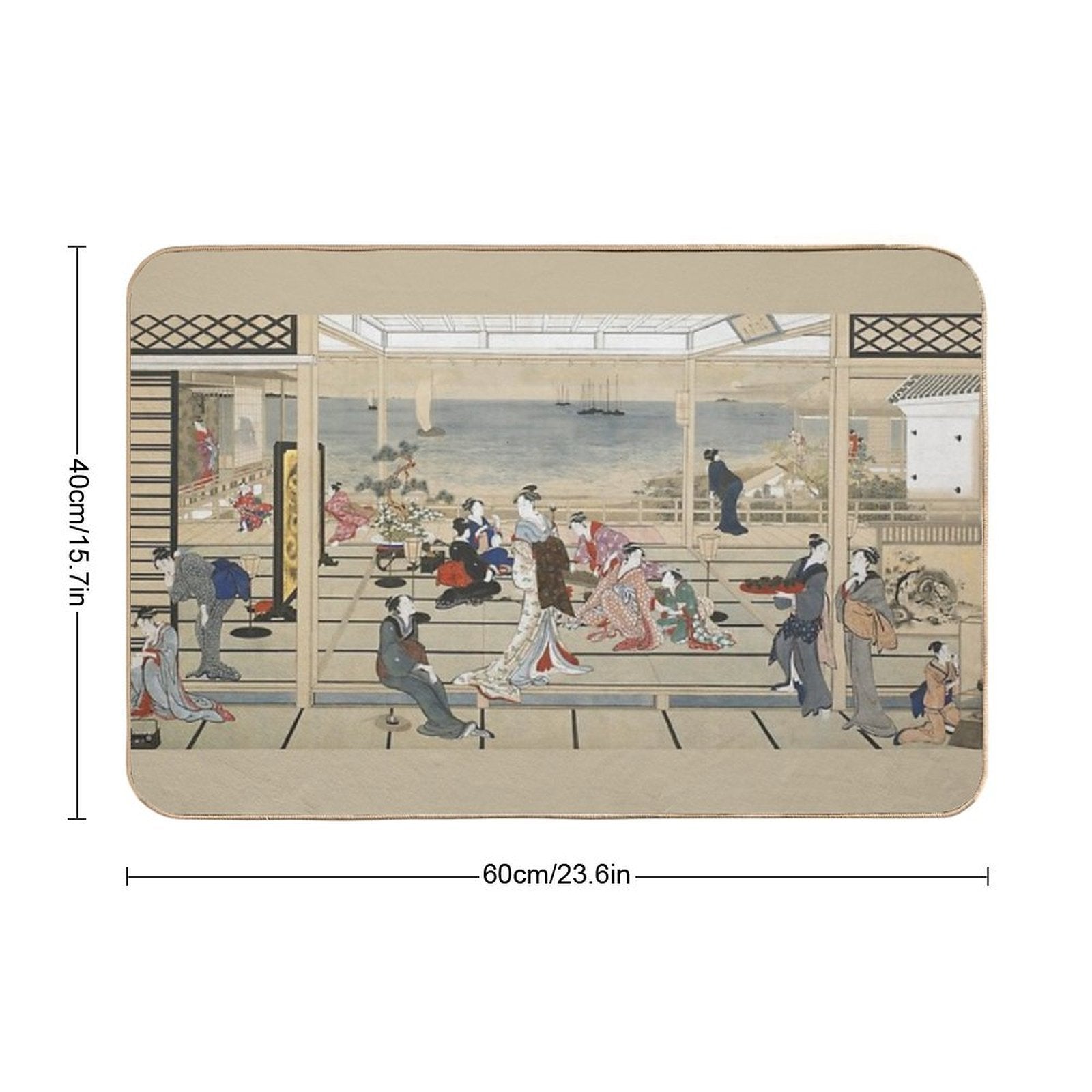 Kitagawa Utamaro Moonlight Revelry, Remastered - Vintage Japanese Art  Dirt-Trapping Bath Mat