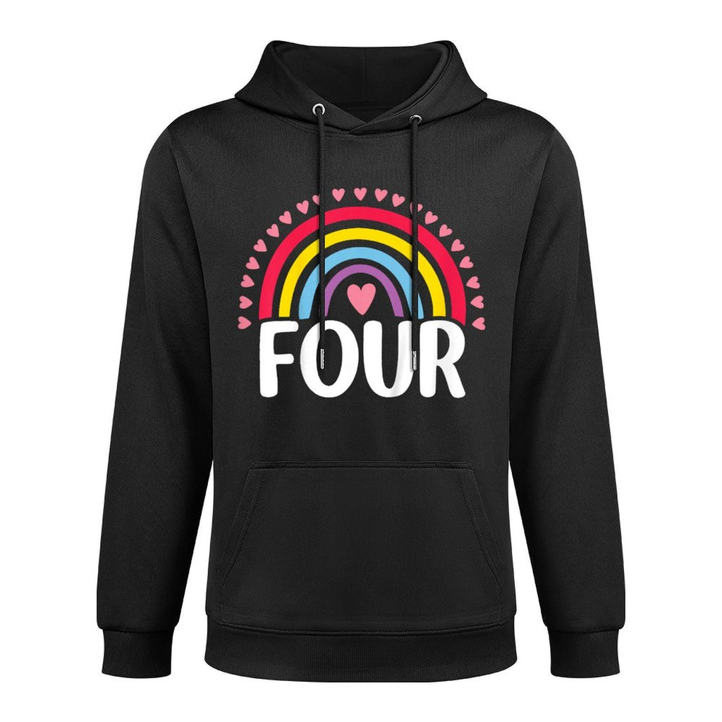 Kids 4th Birthday Gift Rainbow Fan 4 Years Old Girls 4 Bday Moisture-Wicking Hoodie