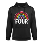 Kids 4th Birthday Gift Rainbow Fan 4 Years Old Girls 4 Bday Moisture-Wicking Hoodie