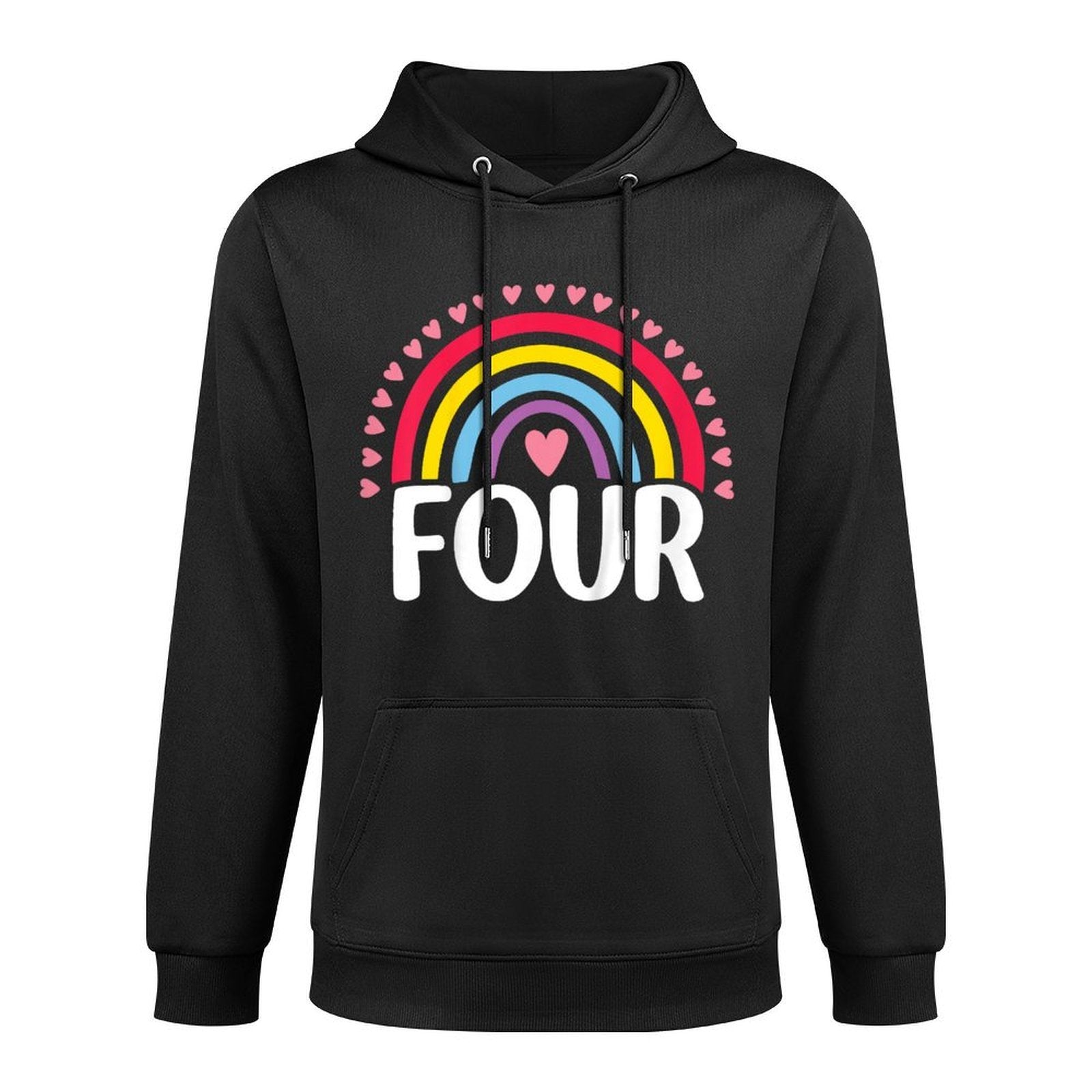 Kids 4th Birthday Gift Rainbow Fan 4 Years Old Girls 4 Bday Moisture-Wicking Hoodie