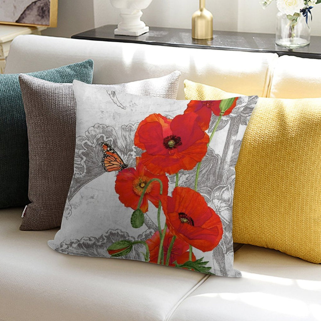 Red Poppies 2 Soft Gift Ready Throw Pillow