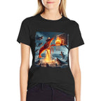 Shrimp Dunking on Shark Funny Fishing Meme Basketball  Soft T-Shirt