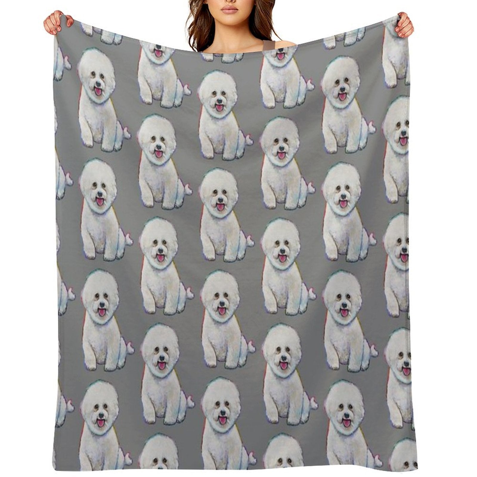 Cute And Floofy Bichon Frise by Robert Phelps Multi-functional Throw Blanket