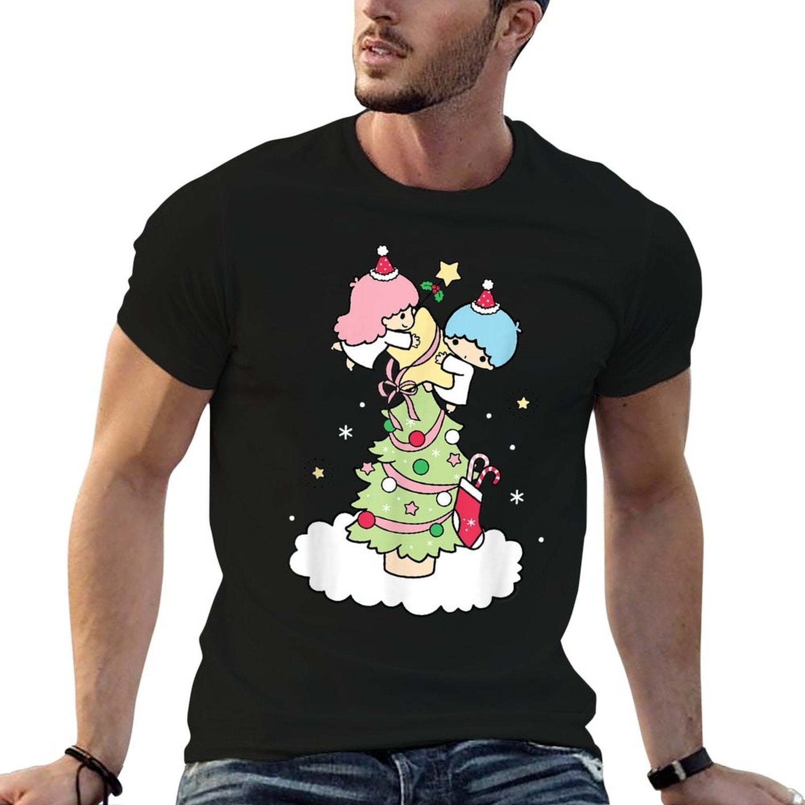 Little Twin Stars Christmas Tree  Trendy Pattern T-Shirt