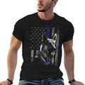 Thin Blue Line K-9 German Shepherd Police Dog Gift Men  Ribbed Collar T-Shirt