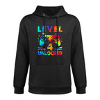 4 Year Old 4th Birthday Gamer Tie Dye Boys Level Gift Colorfast Hoodie