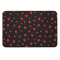 Hearts on Black Background Durable Bath Mat