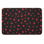 Hearts on Black Background Durable Bath Mat