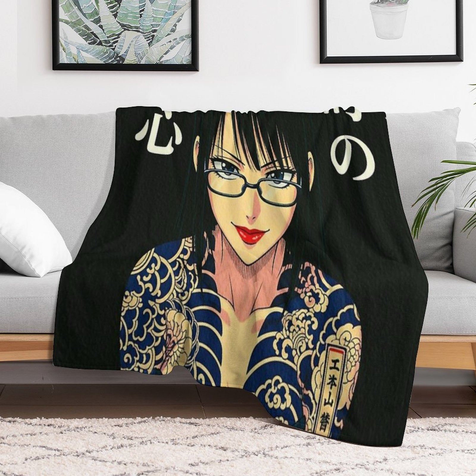 90s Anime Black Widow All-season Throw Blanket